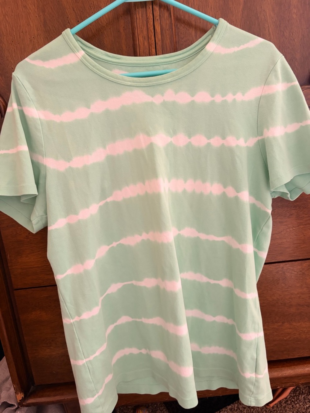 Lands' End Mint Green & White Tie-Dye Tee